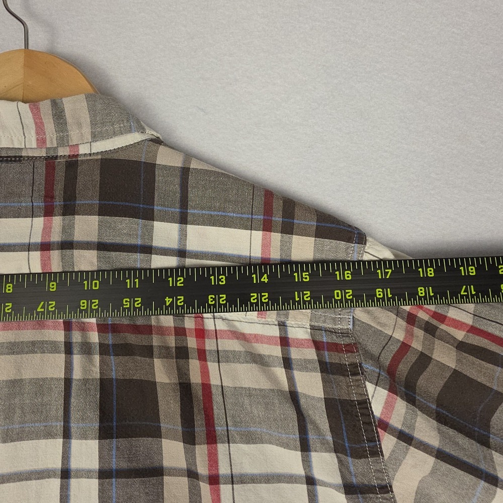 Wrangler‎ Men's Plaid Shirt M Brown Red Button Down 100% Cotton Western Thin - Picture 14 of 16